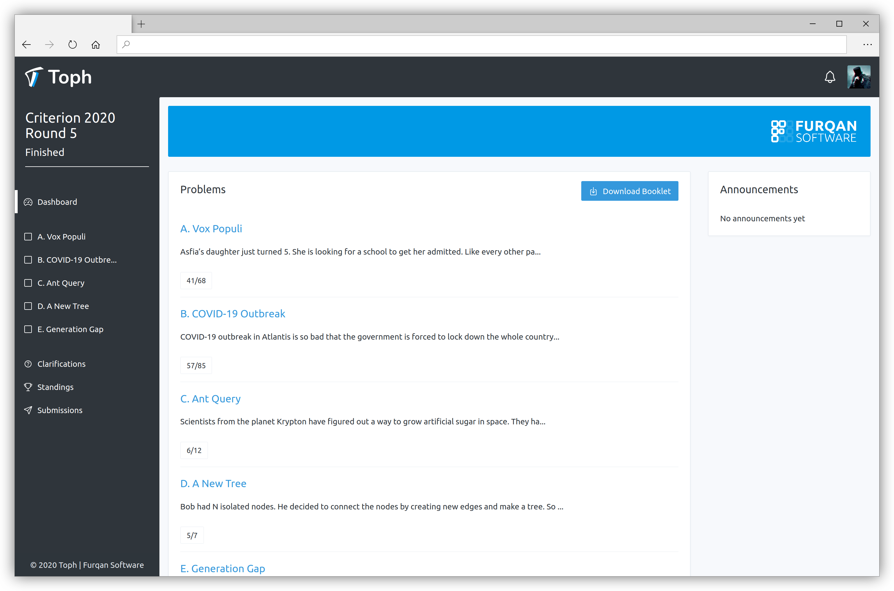 Toph প্রতিযোগিতার অ্যারেনা